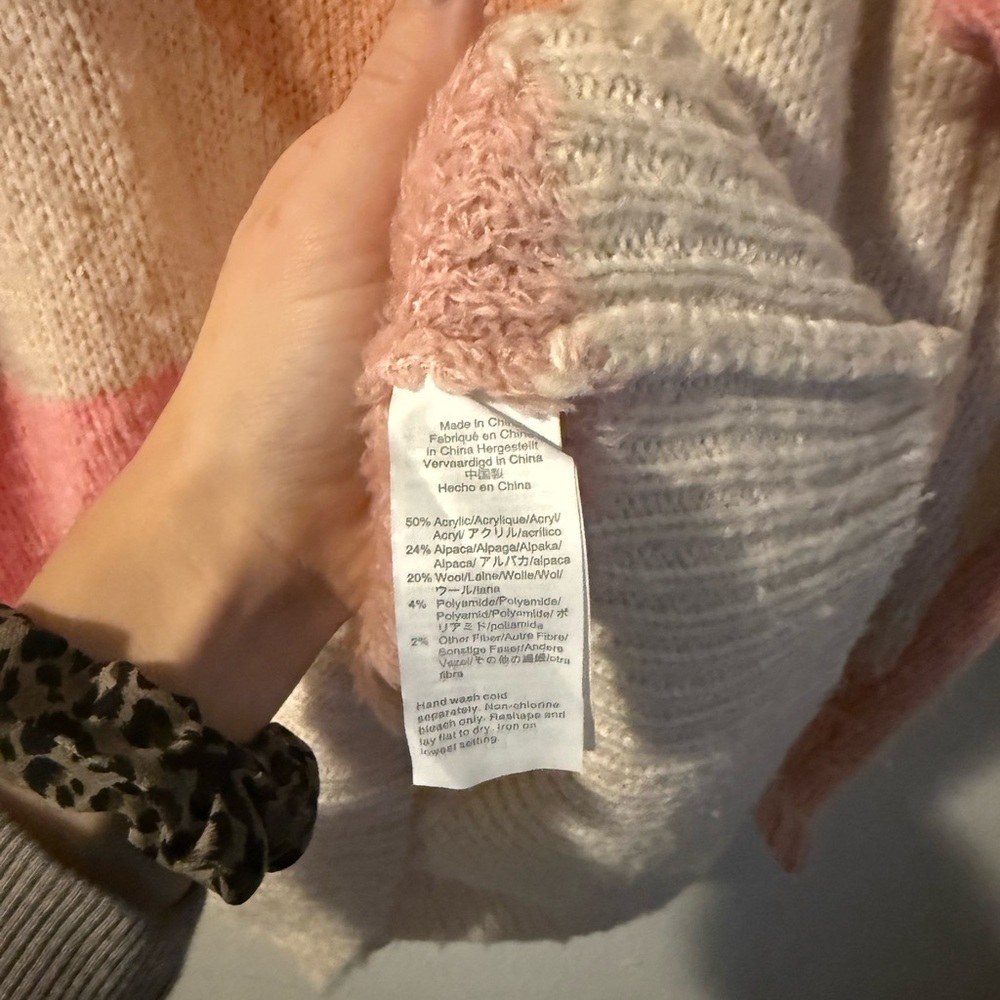 J. Crew Geometric Crew Neck Knit Sweater in Cream, Pink, and Tan Size Small - Picture 7 of 7